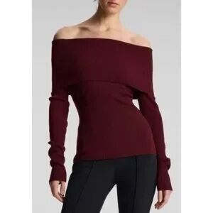 Off-Shoulder Burgundy Sweater